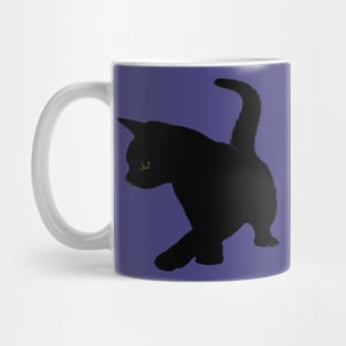 Cute Baby Black Cat Silhouette Tail Held High Vector Cut Out Mug